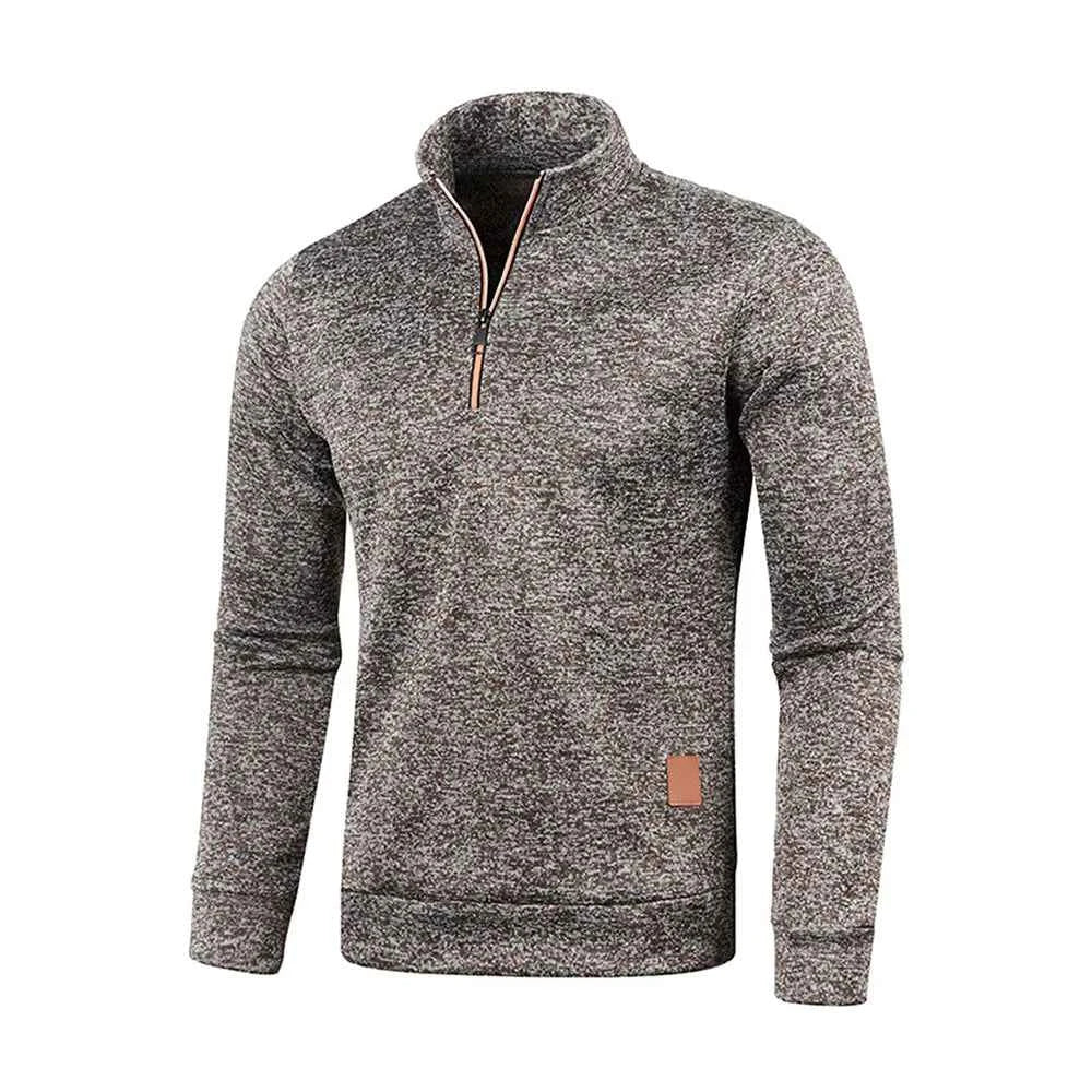 Men's Half Zipper Turtleneck Sweatshirt – Thick Pullover Turtleneck Autumn Outdoor Solid Color Top