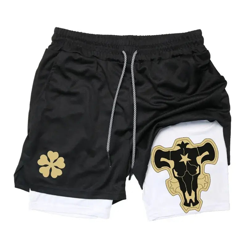 Men’s 2 in 1 running shorts quick dry gym workout training shorts