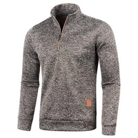 Men's Half Zipper Turtleneck Sweatshirt – Thick Pullover Turtleneck Autumn Outdoor Solid Color Top