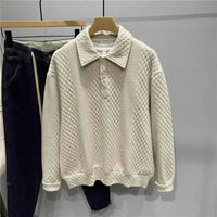 Men's Loose Knitted Polo Sweatshirt – Long Sleeve Early Autumn Casual Pullover