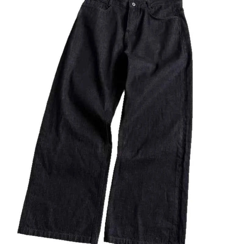 Men's Black Red Selvedge Jeans – Raw Denim Wide Leg Micro Flare Pants