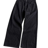 Men's Black Red Selvedge Jeans – Raw Denim Wide Leg Micro Flare Pants