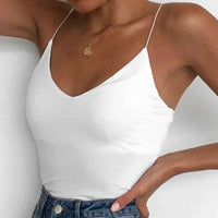 Women's Slim Camisole Tank Top – Solid Sleeveless Summer Strap Vest