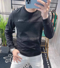 Men's 100% Cotton Long Sleeve Sweatshirt – Round Neck Aesthetic Pullover Tee