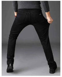 Men's Black Stretch Biker Jeans – Classic Fashion Denim Trousers