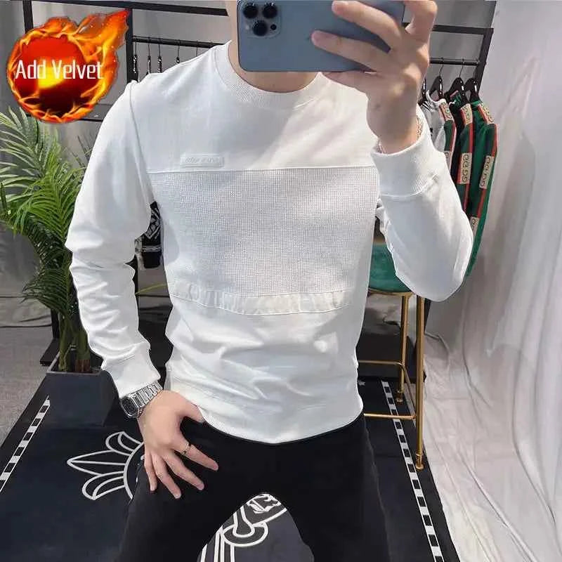 Men's 100% Cotton Long Sleeve Sweatshirt – Round Neck Aesthetic Pullover Tee