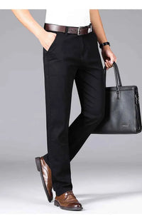 Men's Black Stretch Straight Jeans – Thin Breathable Business Casual Pants