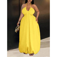 Women's Plus Size Halter Maxi Dress – Summer Beach Party Dress