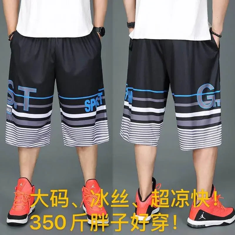 Men’s summer casual capri shorts loose fit hip hop straight pants plus size
