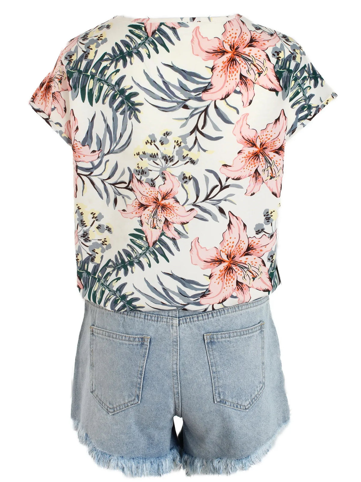 Women's Floral Batwing Sleeve Blouse – V Neck Loose Fit Summer Top
