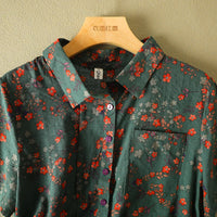 Women's Vintage Floral Print Blouse – Loose Short Sleeve Casual Summer Top