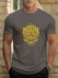 Men's Cotton Graphic Mask T-Shirt – Summer Round Neck Streetwear Tee