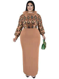 Women's Plus Size Vintage Maxi Dress – Elegant Long Sleeve Streetwear Dress