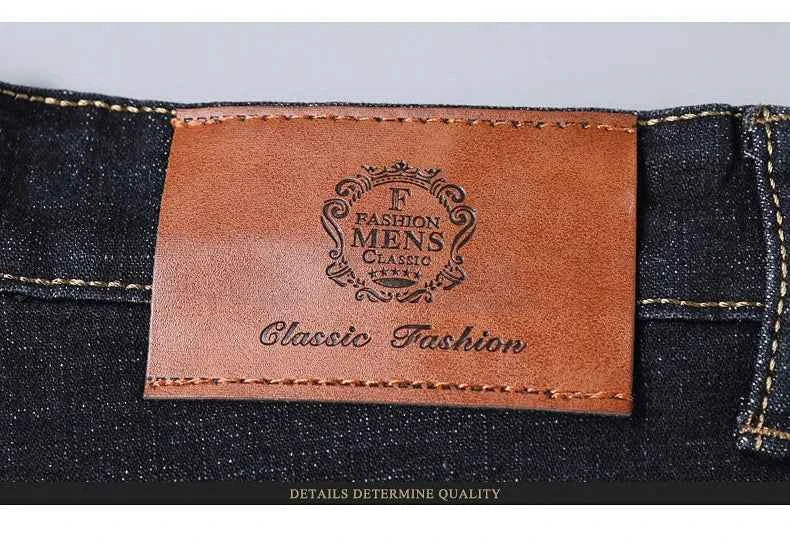Men's Black Biker Denim Jeans – Classic Soft Stretch Casual Pants