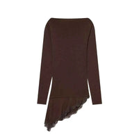 Women's lace hem long sleeve t-shirt – Elegant Casual Top with Feminine Detail