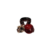 Rhinestone Red Pearl Mini Hair Claw Clip for Women & Girls – Elegant Sparkling Hair Accessory