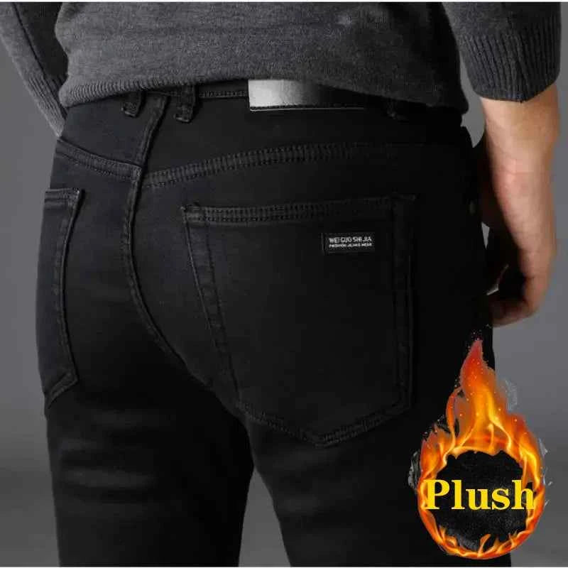 Men's Black Stretch Biker Jeans – Classic Fashion Denim Trousers