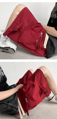 Men's Retro Workwear Shorts – Loose Wide-Leg High Street Casual Pants