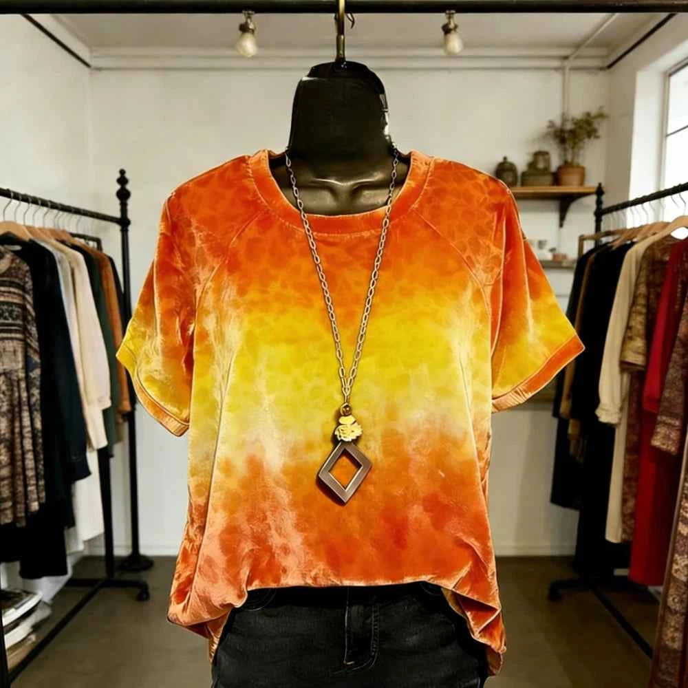 Women's Gradient Animal Print T-Shirt – Soft Feel Short Sleeve Loose Fit Casual Streetwear Top