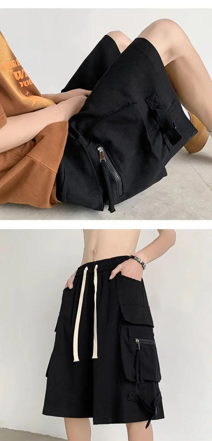 Men's Retro Workwear Shorts – Loose Wide-Leg High Street Casual Pants