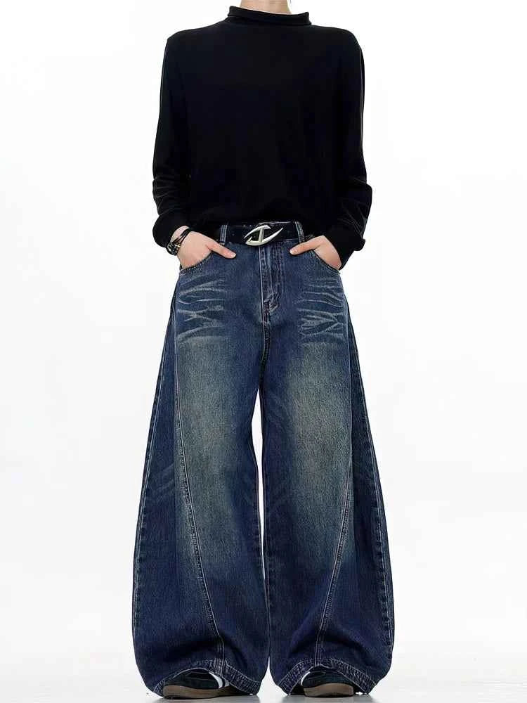 Men's Vintage Black Baggy Jeans – Wide Leg Streetwear Denim Pants