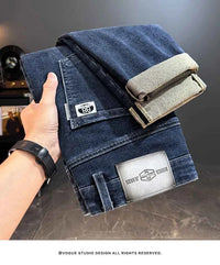 Men's Belted Straight Stretch Jeans – Korean Fashion Casual Denim Pants