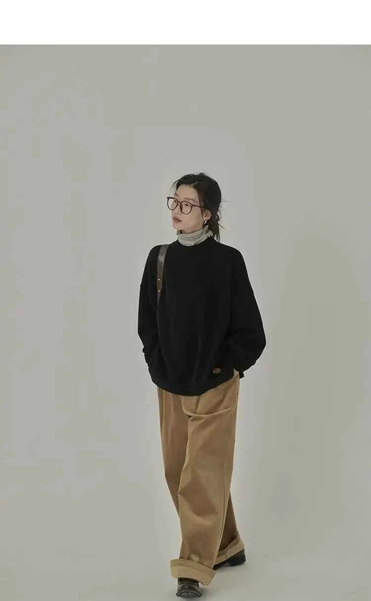 Women's Striped Long Sleeve Turtleneck T-Shirt – Cozy Elegant Korean Style Casual Spring T-Shirt