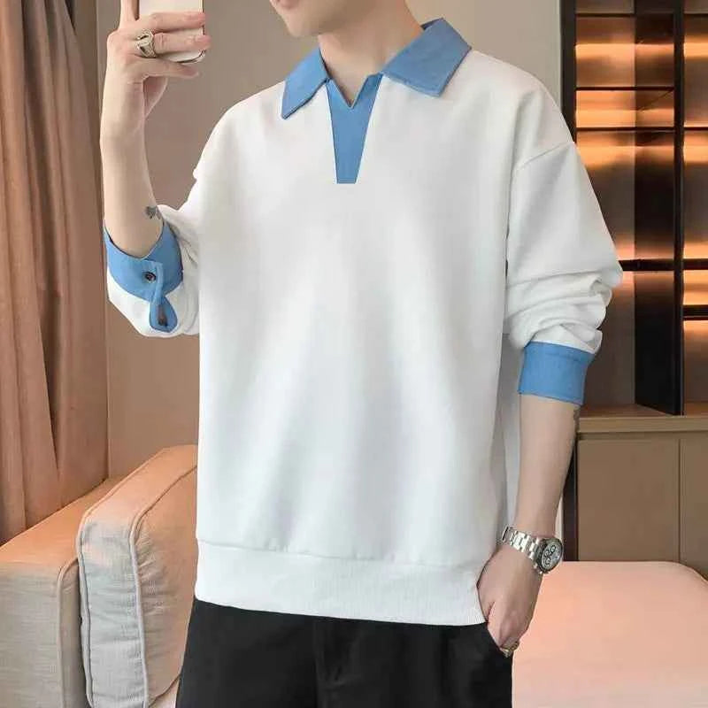 Men's Two Piece Lapel Sweatshirt Set – Loose Fit Casual Long Sleeve Top
