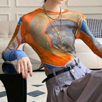 Women's vintage print T-shirt – Slim Fit All-Match Elegant Summer Tee