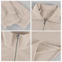Men's Waffle Long Sleeve Polo T-Shirt – Casual Loose Fit Zipper Collar Sweatshirt
