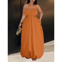 Women's Plus Size Halter Maxi Dress – Summer Beach Party Dress