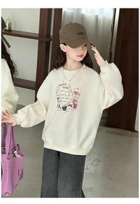 Girls Heart Pearl Sweatshirt – Kids Long Sleeve Casual Fashion Hoodie