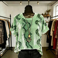 Women's Gradient Animal Print T-Shirt – Soft Feel Short Sleeve Loose Fit Casual Streetwear Top