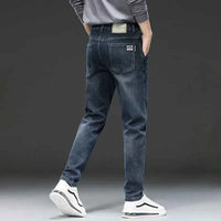 Men's Belted Straight Stretch Jeans – Korean Fashion Casual Denim Pants