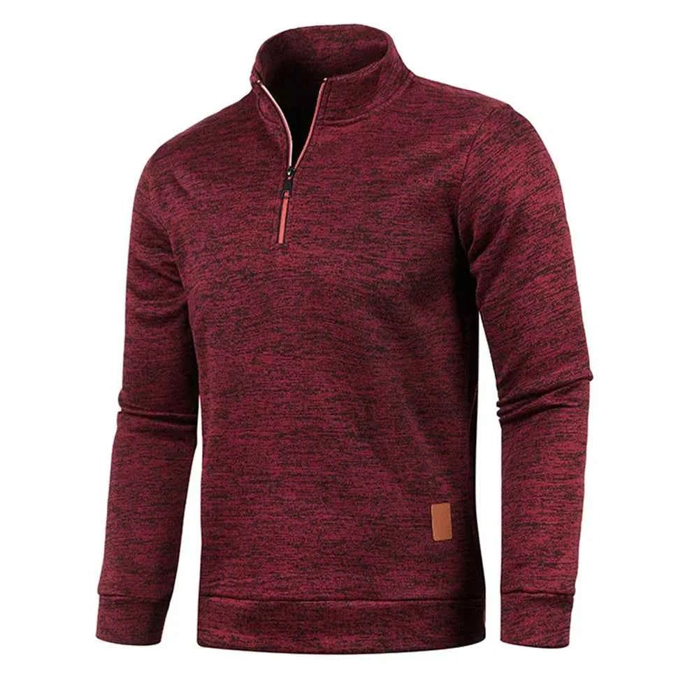 Men's Half Zipper Turtleneck Sweatshirt – Thick Pullover Turtleneck Autumn Outdoor Solid Color Top