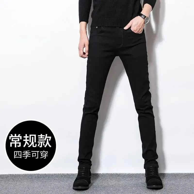 Men's Light Blue Embroidered Jeans – Slim Fit Vintage Washed Casual Pants