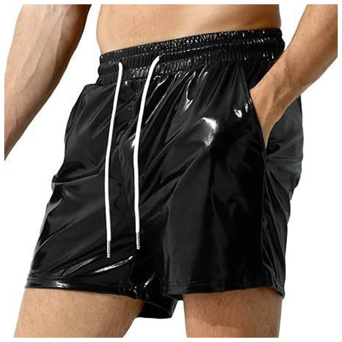 Men's Metallic Shiny Beach Shorts – Sparkly Elastic Waist Summer Hot Pants