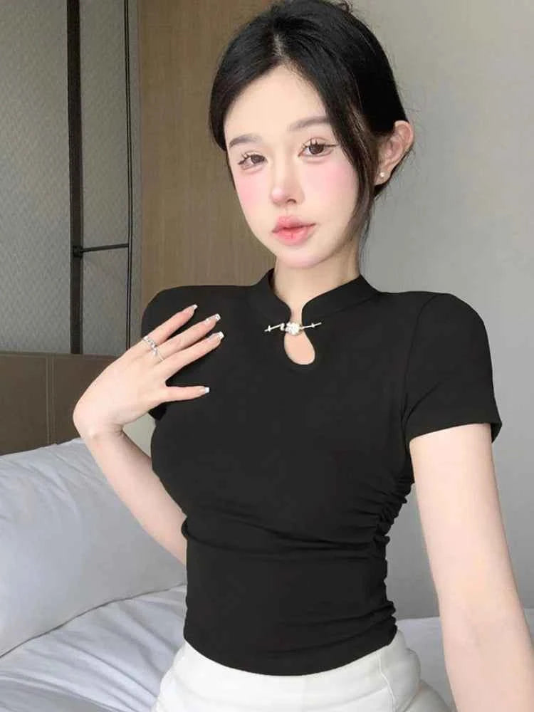 Women's Retro Chinese Style T-Shirt– Trendy Streetwear Casual Summer Tee