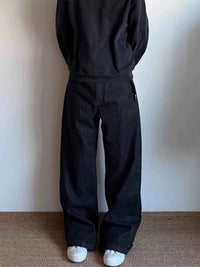 Men's Black Red Selvedge Jeans – Raw Denim Wide Leg Micro Flare Pants
