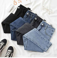 Women's Black Grey Slim Fit Jeans – Chic Cropped Smoothing Denim Pants