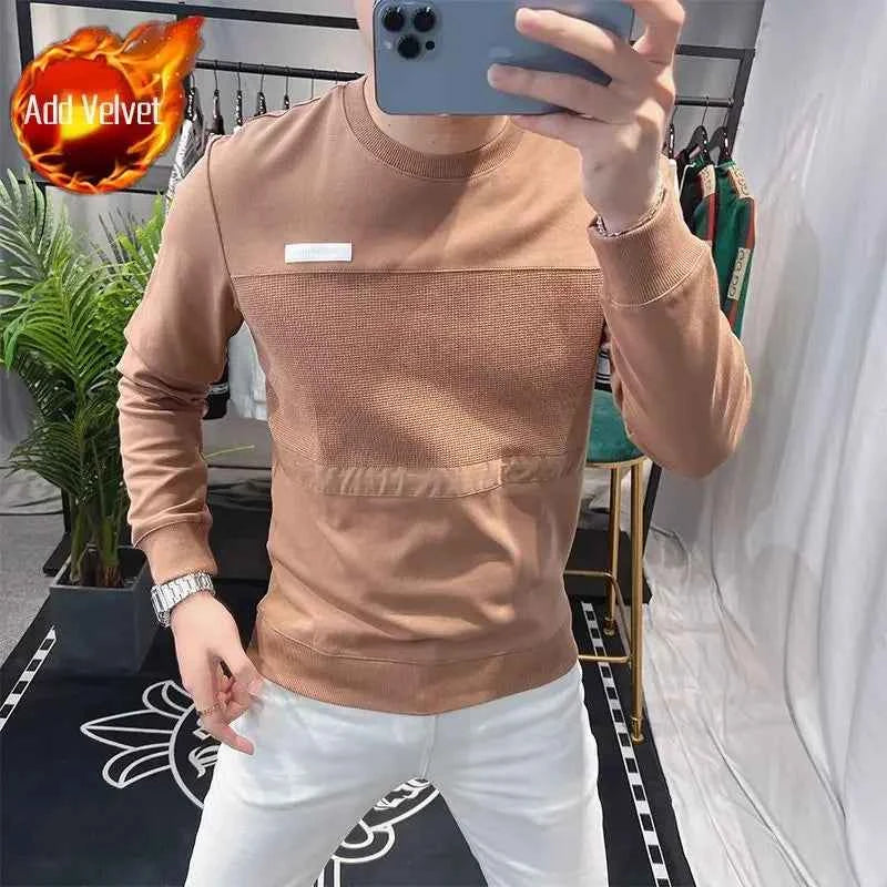 Men's 100% Cotton Long Sleeve Sweatshirt – Round Neck Aesthetic Pullover Tee