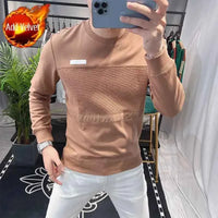 Men's 100% Cotton Long Sleeve Sweatshirt – Round Neck Aesthetic Pullover Tee