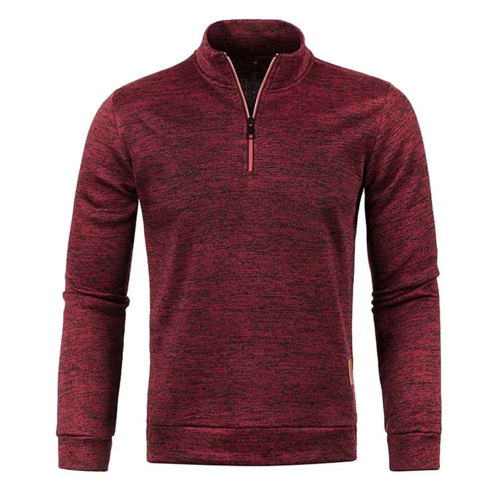 Men's Half Zipper Turtleneck Sweatshirt – Thick Pullover Turtleneck Autumn Outdoor Solid Color Top