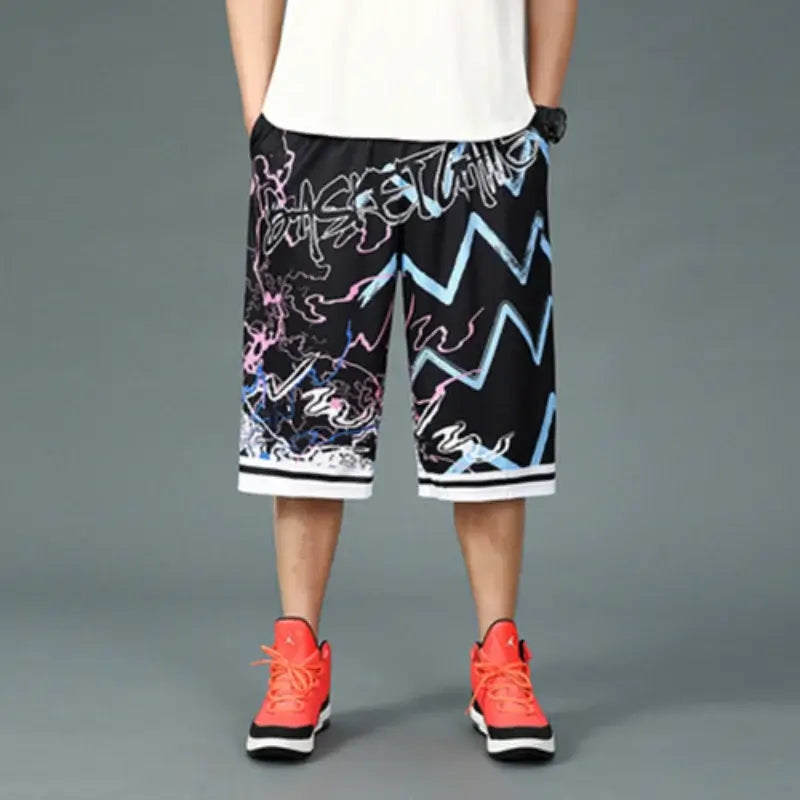 Men’s summer casual capri shorts loose fit hip hop straight pants plus size