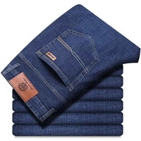 Men's Black Biker Denim Jeans – Classic Soft Stretch Casual Pants