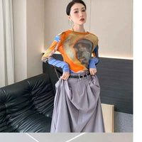 Women's vintage print T-shirt – Slim Fit All-Match Elegant Summer Tee