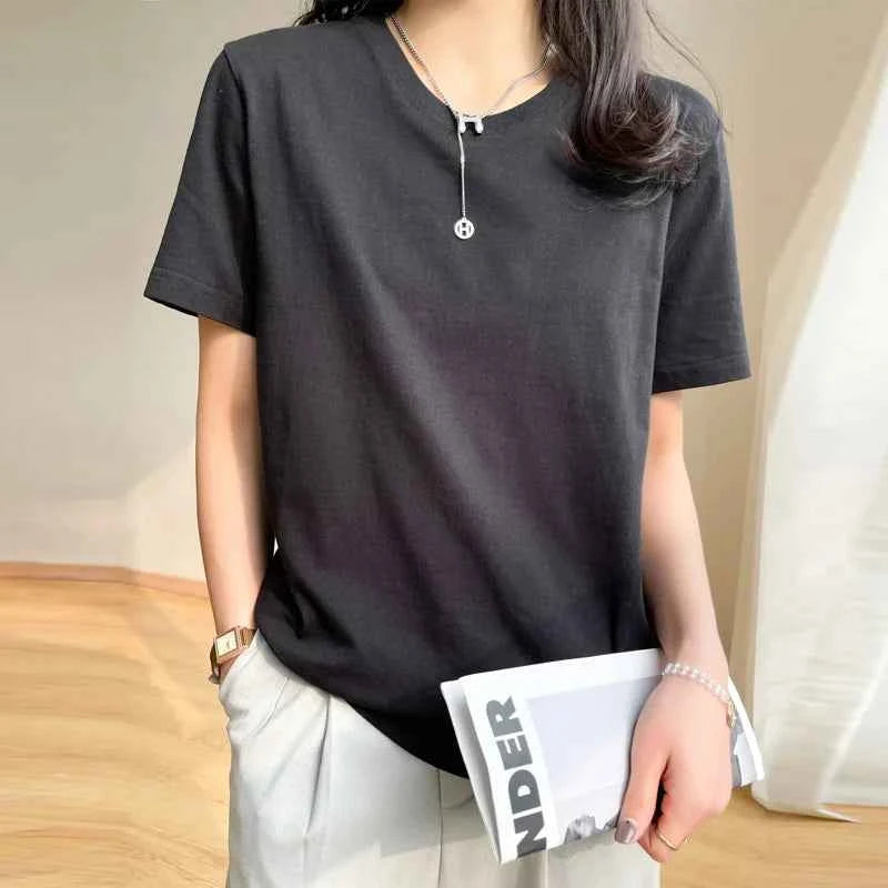 Women's Loose Cotton O-Neck T-Shirt – Casual Summer Short Sleeve Tee