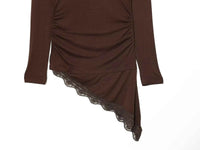 Women's lace hem long sleeve t-shirt – Elegant Casual Top with Feminine Detail