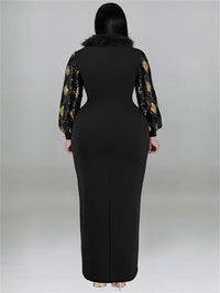 Women's Plus Size Vintage Maxi Dress – Elegant Long Sleeve Streetwear Dress