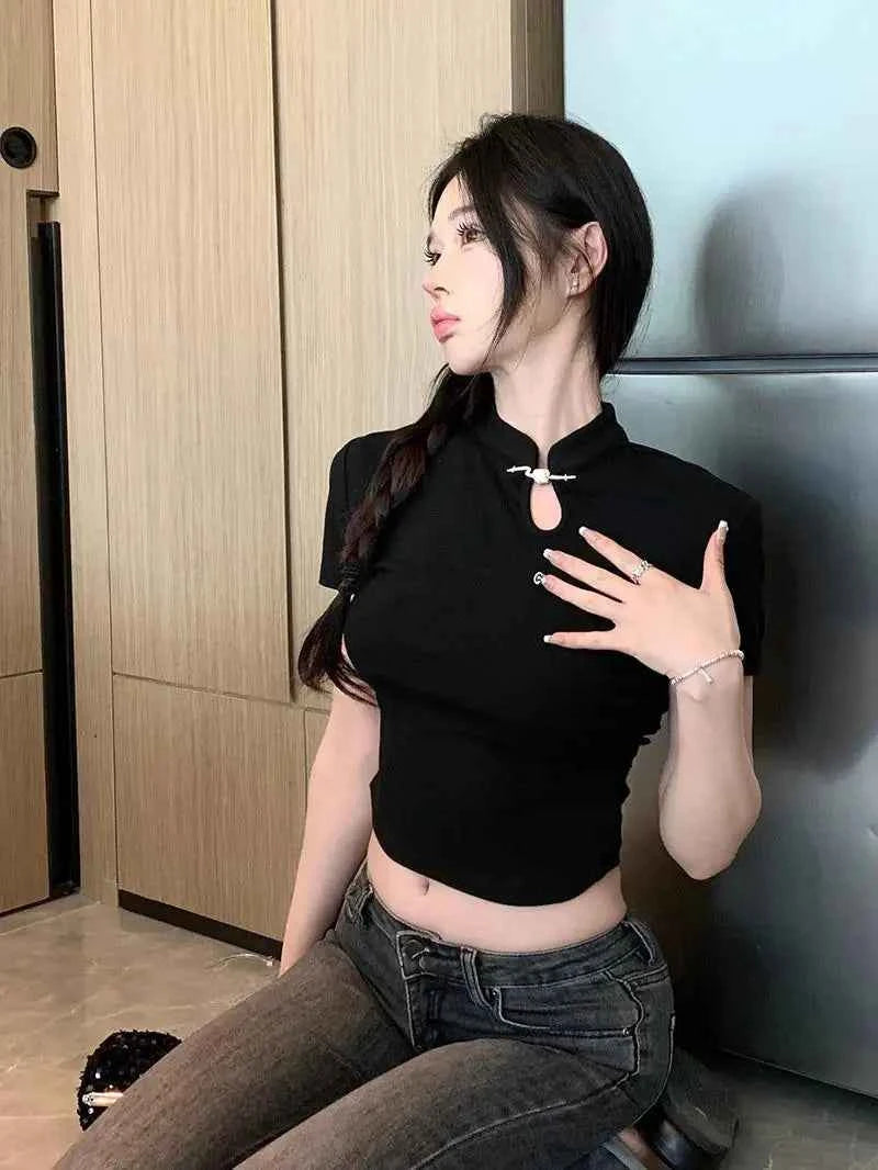 Women's Retro Chinese Style T-Shirt– Trendy Streetwear Casual Summer Tee